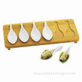 Bamboo Tray, 7-piece Porcelain Tasting Spoons